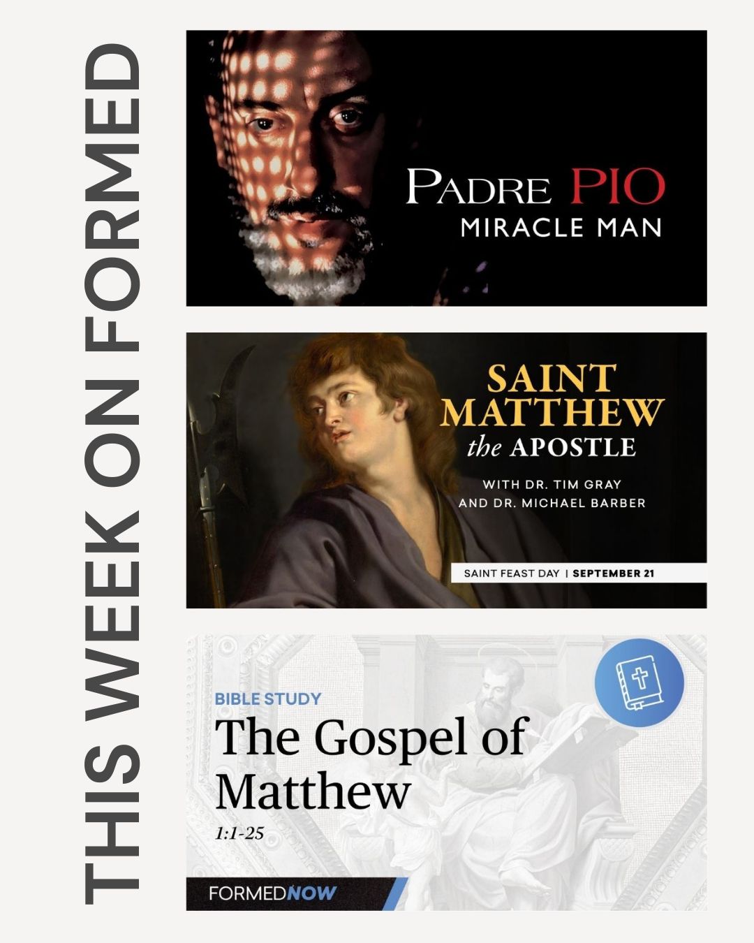 This Week on FORMED: Padre Pio, St. Matthew, and the Gospel That Changed the World